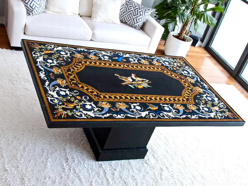 Black Marble Top Dining Table – Elegant Design for Home Interiors